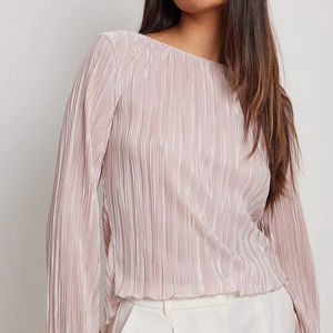 Camisa Sexy de Oficina para Mujer, Corte Regular, Color Sólido, Mangas con Vuelo, Tirante Trasero, Cuello Corto, Otoño-Primavera - Product Image 1