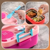 Boîte à lunch à double compartiment en acier inoxydable de style bande dessinée pour enfants et employés de bureau, boîte bento compatible micro-ondes, tasse à soupe hermétique