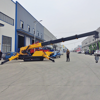 Mini-grue araignée sur chenilles de 1,3 à 12 tonnes, certifiée CE, avec flèche télescopique hydraulique et télécommande pour espaces étroits