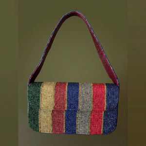 Bolso Rectangular Multicolor de Poliéster con Cuentas de Vidrio Bordadas a Mano, Lavable, para Uso Diario, Modelo ALI FASHION ART - Product Image 1