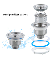 Évier de cuisine en acier inoxydable SUS304, passoire, conception de panier profond pour contenir plus de déchets que les assemblages standard, 114 mm