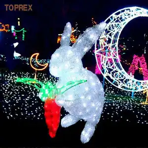 Arts and Crafts Home Decoration Cute Animal Rabbit Outdoor LED Rabbit Sculpture Theme Light