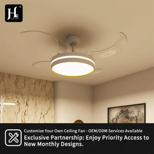 Ventilateur de plafond LED 36 pouces, corps métallique moderne avec abat-jour en acrylique, pales rétractables et pliables, télécommande pour la maison et le bureau - Product Image 5