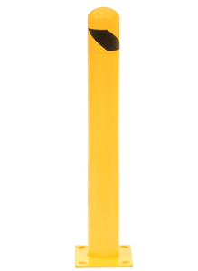 Zware stalen veiligheidspaal met zwarte waarschuwingsband, 4,5 inch diameter x 24 inch hoog, beveiligingspaal voor verkeer & parkeren - Product Image 3