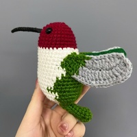 Crochet fait main colibri porte-clés PP coton rempli unisexe mignon oiseau tricoté artisanat cadeau pour les amoureux des animaux accessoire quotidien
