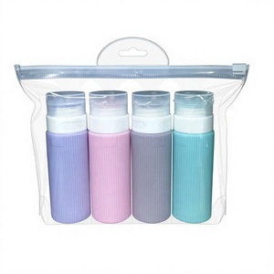 Nouvel ensemble de voyage en silicone de style minimaliste portable d'<span class=keywords><strong>Amazon</strong></span>, capacité de 90 flacons, contenants de rangement pour shampooing et lotion - Product Image 1