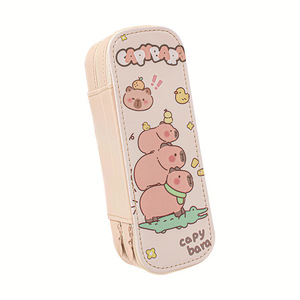 Trousse à crayons Capybara à double fermeture éclair, grande capacité, pour les écolières, avec table de cours incluse - Product Image 5