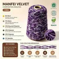 Fil à tricoter en velours Manfei de haute qualité, couleur personnalisée, épais, doux, confortable, chaud, élastique, en fil recyclé 1/3Nm, pour tricot à la main