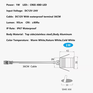 Lumière LED encastrée personnalisable 1W IP67 DC12V pour extérieur, éclairage de marche de terrasse encastré à ligne unique pour jardin et escalier - Product Image 3