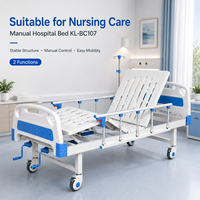 Manuelles Krankenhausbett Aluminium-Seitengitter Zentralverriegelung Rollen Medizinisches Bett für Pflegeeinrichtungen Neues Design