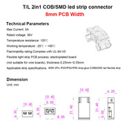 Connecteur en L transparent sans soudure à 2 broches pour bande LED, adaptateur d'angle pour bande à bande pour ruban LED COB SMD monochrome