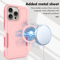 Coque de protection antichoc magnétique rose pour iPhone 17 16 15 14 13 Pro Max