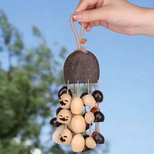Wholesale Natural Fruit Shell <b>Wind</b> <b>Chime</b> Hand‑crafted Bodhi Seed Bell Pendant - Product Image 5