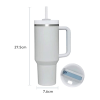 Gobelet isotherme sous vide en acier inoxydable de 40 oz avec paille et poignée, personnalisable avec logo, pour vin, vente en gros