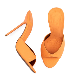 Mules à talons hauts tendance été 2026, effet croco, en PU, bout rond, couleurs vives, super mode, à prix abordable - Product Image 1