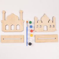 Kit de peinture DIY en bois découpé sur mesure pour l'Aïd et le Ramadan, ensemble d'artisanat pour enfants, décoration de table, cadeau pour fête à la maison