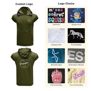 Tinta estate su misura per allenamento all'ingrosso serigrafia abbigliamento sportivo di lusso senza maniche da uomo canotta da palestra <span class=keywords><strong>con</strong></span> <span class=keywords><strong>cappuccio</strong></span> - Product Image 2