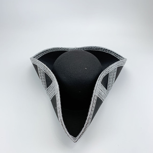 Sombrero de Capitán Pirata <span class=keywords><strong>del</strong></span> <span class=keywords><strong>Caribe</strong></span> de Fieltro para Halloween MH-3135, Sombrero Triangular de Capitán - Product Image 3