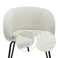 Milieu du siècle mélange de laine blanche tissu de laine d'agneau jambe en métal noir Restaurant Boucle chaise de salle à manger maquillage vanité chaise Accent fauteuil
