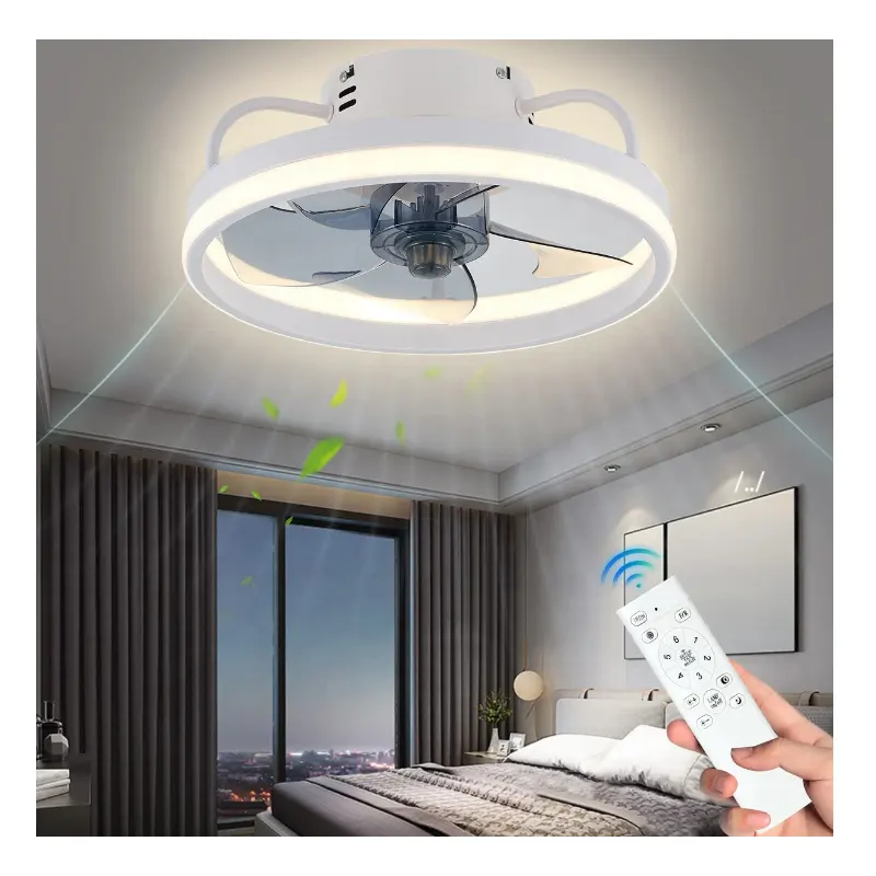 55W LED ventilatori a soffitto con luce telecomando per camera da letto D33cm aria invisibile lame silenziose lampada ventilatore