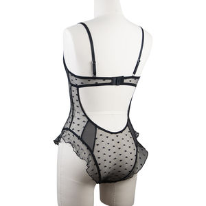 بدلة جسم من الدانتيل الشحري للنساء ملابس داخلية مثيرة شفافة من الدانتيل الناعم مفتوح بين الفخذين ملابس نوم مثيرة من أجل عيد الحب - Product Image 5