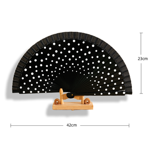 Abanico de Baile Español de Colores con Tema de Puntos Blancos, Pintado a Mano con Patrones de Doble Cara - Product Image 2