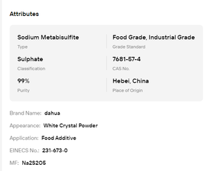 Metabisulfito de sodio en polvo de grado alimenticio premium, conservante para uso en procesamiento de alimentos - Product Image 6