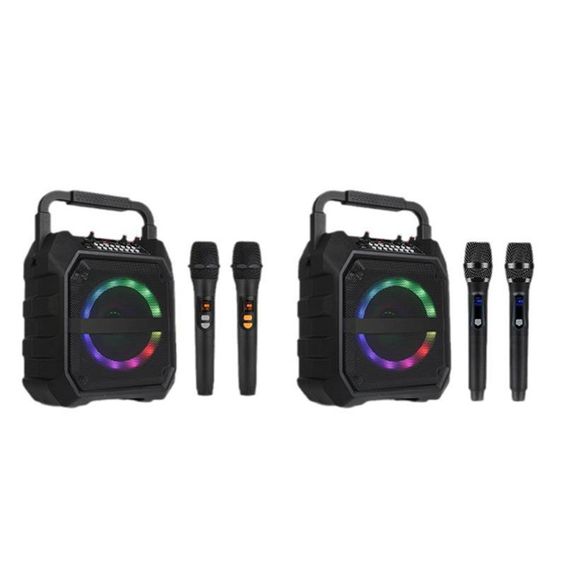Karaoke Machine Comes With 2 Wireless Karaoke Microphones Portable Speaker Home 0K System With Rgb Colorful Lights