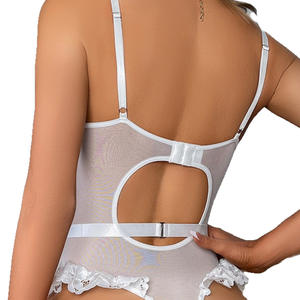 Europäisch-Amerikanische Sexy Dessous Spitze Durchsichtig Verführerisch Einteiliger Slip Strumpfhalter-Set ODM - Product Image 5