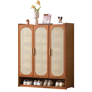 Vintage Style Arched Door <b>Shoe</b> Cabinet Bamboo Multi Layer <b>Storage</b> <b>Rack</b> For Living Room Entryway Home Dormitory - Product Image 5