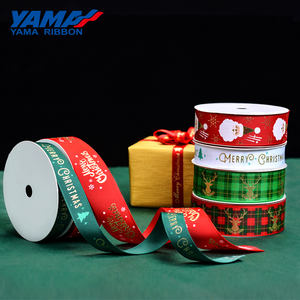 YAMA Desain Pabrik Foil Gold Dicetak 25Mm Selamat Natal Santa Claus Grosgrain Pita Natal - Product Image 6