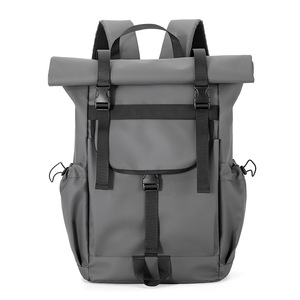 Laptop <b>Backpack</b> <b>Large</b> Capacity Water Resistant Unisex Solid Color Black And Gray For Leisure Travel Fall 2025 - Product Image 5