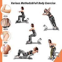 Appareil de Squat en Fer et Plastique avec Bandes de Résistance pour Exercices à Domicile, Sit-ups, Entraînement Abdominal, Chaise Romaine