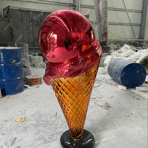 Escultura de Helado Electrochapada de Fibra de Vidrio para Montaje en Suelo Exterior, Figura Decorativa - Product Image 1