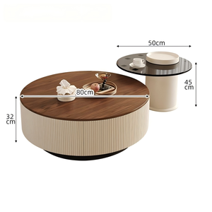 Juego de <span class=keywords><strong>Mesa</strong></span> de Centro Redonda Moderna de Madera, <span class=keywords><strong>Mesa</strong></span> de Centro de Lujo para Sala de Estar con Cajón de Almacenamiento - Product Image 6