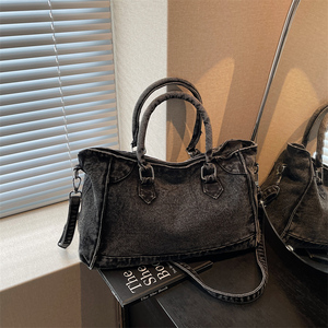 Nuova Borsa Trendy da <span class=keywords><strong>Donna</strong></span> di <span class=keywords><strong>Grande</strong></span> Capacità, Borsa a Tracolla Portatile Quotidiana, Borsa Casual in Denim con Cerniera per Donne - Product Image 5