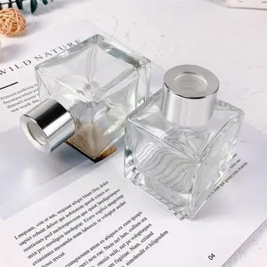 Wholesale Luxury Diffuser Glass Bottle Home Fragrance Reed Diffuser Empty Transparent Glass Bottle Square Aroma Bottles