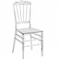 Chaise moderne en cristal avec couronne en résine PC transparente en acrylique réversible, chaise de salle à manger de mariage en plein air, chaise d'hôtel