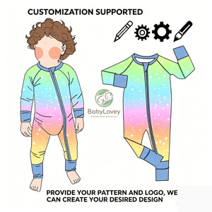 Babylovey Exclusief Patroonontwerp Print Baby 2-weg Rits Romper Babykleding Slaapkleertjes Bamboe Pyjama's Karakter Groothandel - Product Image 3