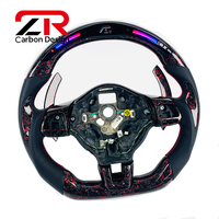 Volant personnalisé en fibre de carbone forgée rouge avec affichage LED des tours de visseuse pour Volkswagen Golf GTI R MK6 Jetta GLI 2010-2014