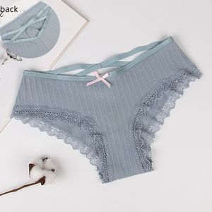 Sexy Kanten Ondergoed Voor Vrouwen Lage Taille Geribbeld Cross-Mooie Billen Katoenen Kruis Slips Voor Vrouwen - Product Image 1
