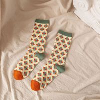 Chaussettes en coton à motif floral et fruité pour femme, taille unique, style vintage à carreaux, décontractées, respirantes, printemps, avec revers personnalisable, séchage rapide