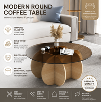 Table basse ronde minimaliste, table basse en verre de style moderne, mobilier de maison de luxe léger et tendance pour salons
