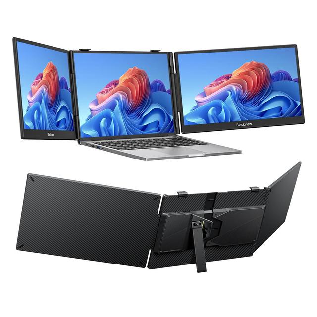 Blackview DCM5 Dual Monitor Portable Laptop Screen Extender 14 Inch 3 USB-C Ports External Second Display for Work Gaming