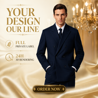 Costume d'affaires sur mesure ODM pour hommes grandes tailles, bleu marine foncé, croisé, à revers larges, 6 boutons, fermeture à boutons, vente en gros