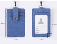 Dompet kulit Pu, dompet kulit Pu, tempat kartu ID bisnis, dengan tali leher, kalung Lanyard