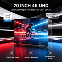 Televisi LED LCD Layar Datar 70 Inci Menpad, Kaca Tempered 4K UHD, Smart Android 15 TVS