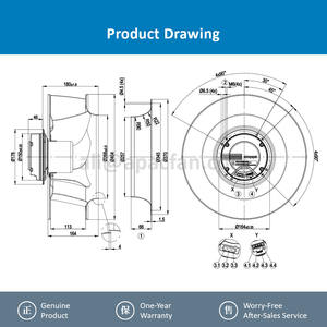 Ventilador Centrífugo de Refrigeración ebmpapst R3G400-AC30-61 M3G084-FA 230V CA 380W 1.7A 250mm para Unidades de Manejo de Aire (UMA) y Unidades de Filtración y Ventilación (UFV) de Refrigeradores, OEM ODM - Product Image 4