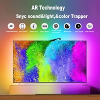 TV LED rétro-éclairage sans caméra-WiFi TV LED bande lumineuse avec HDMI Sync Box, jeu chambre décor RGBIC TV éclairage avec musique S