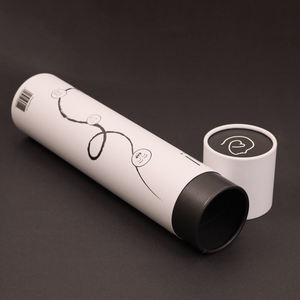 Tubo postal de embalaje de producto de papel de cartón blanco laminado mate personalizado con tapa - Product Image 4